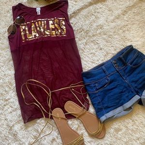 Burgundy Cropped and Mesh Top